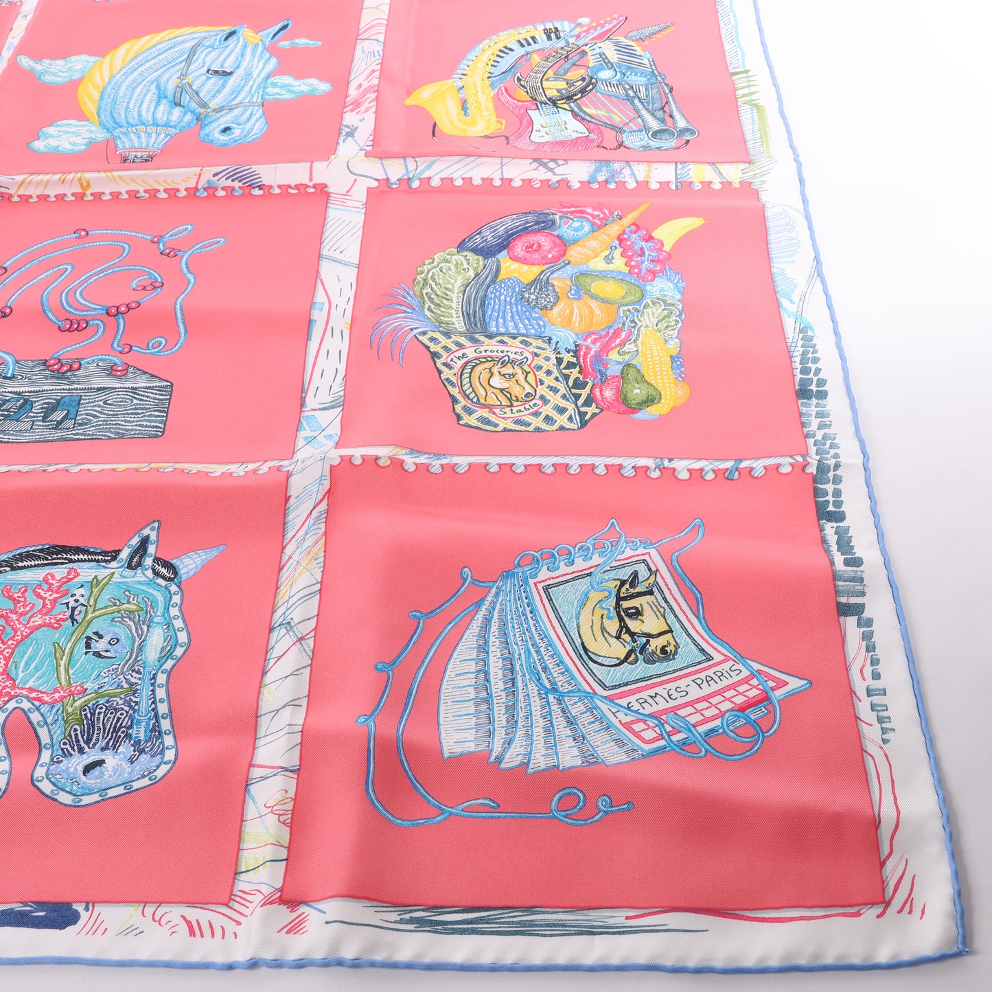 Hermès Carré 90 "Chevaloscope" 100% Silk Scarf in Pink
