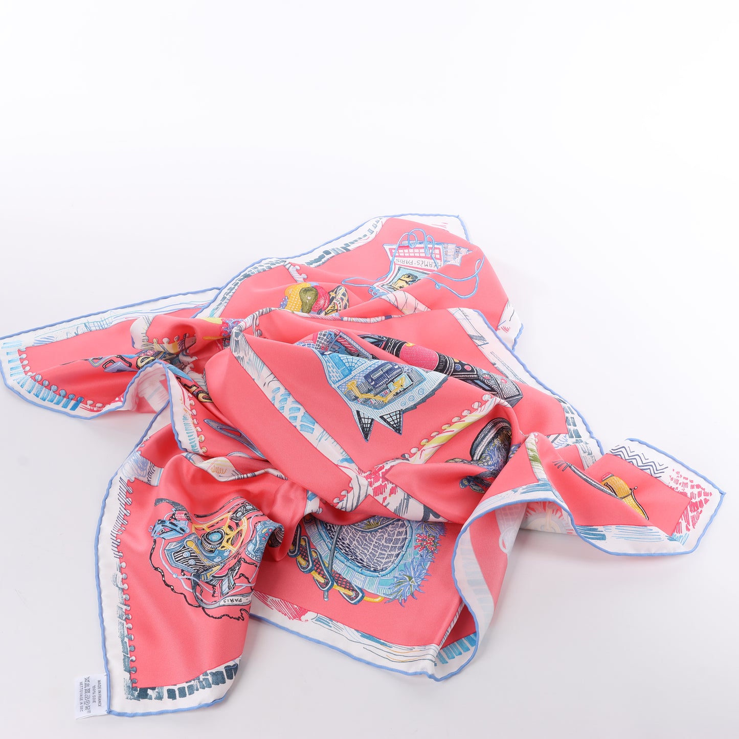Hermès Carré 90 "Chevaloscope" 100% Silk Scarf in Pink