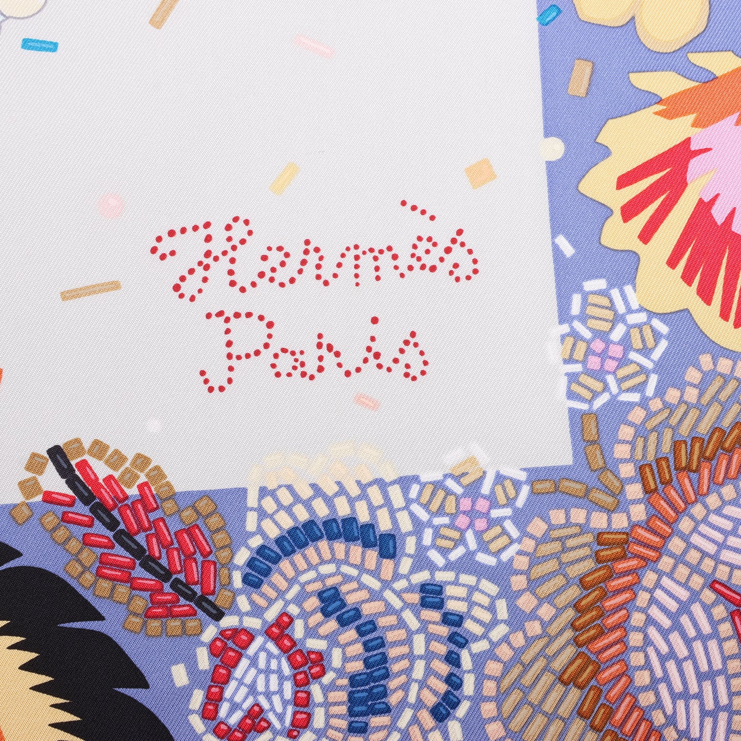 Hermès Carré 90 „Costume de Fete“ Schal aus 100 % Seide in Lila