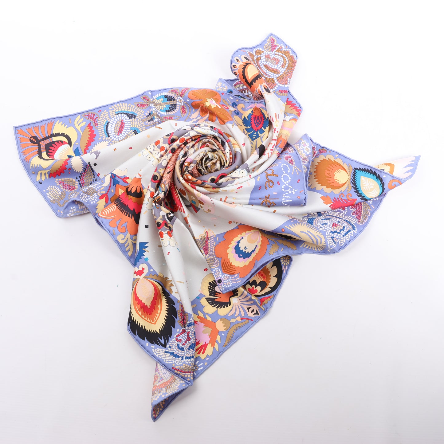 Hermès Carré 90 „Costume de Fete“ Schal aus 100 % Seide in Lila