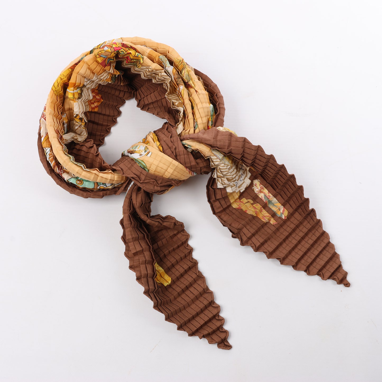 Hermès Carré 90 "Couvee D Hermes" 100% Silk Scarf in Brown