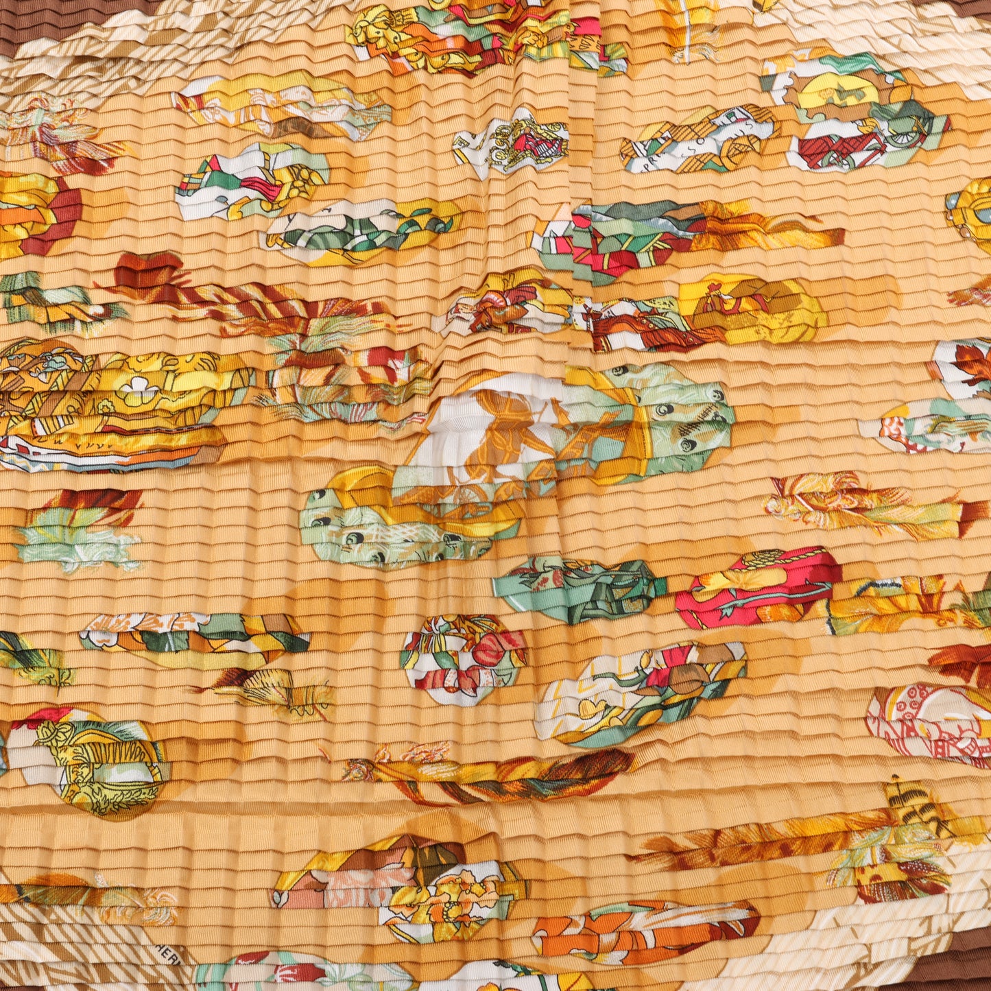 Hermès Carré 90 "Couvee D Hermes" 100% Silk Scarf in Brown