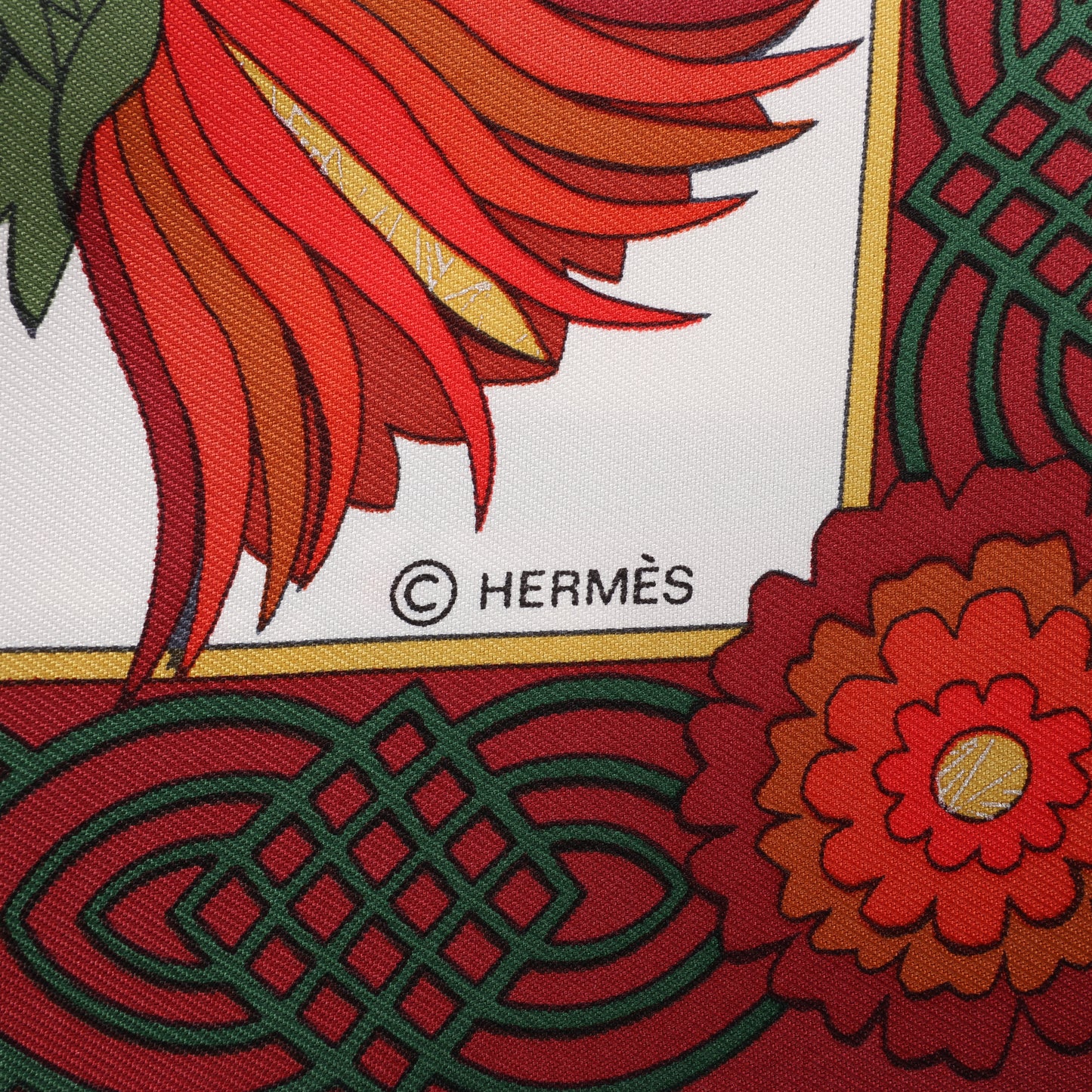 Hermès Carré 90 "Decoupages" 100% Silk Scarf in Red