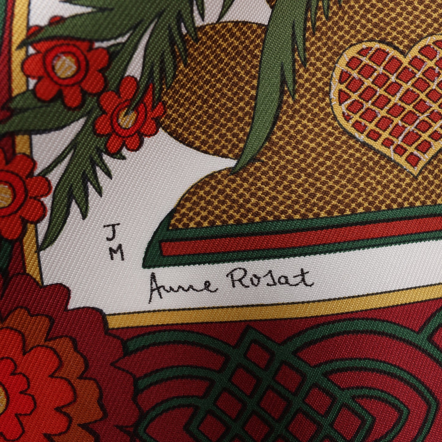 Hermès Carré 90 "Decoupages" 100% Silk Scarf in Red