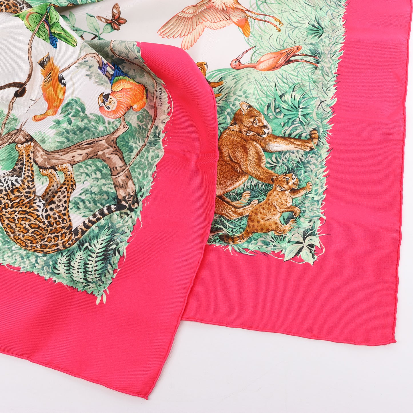 Hermès Carré 90 "EQUATEUR" 100% Silk Scarf in Pink