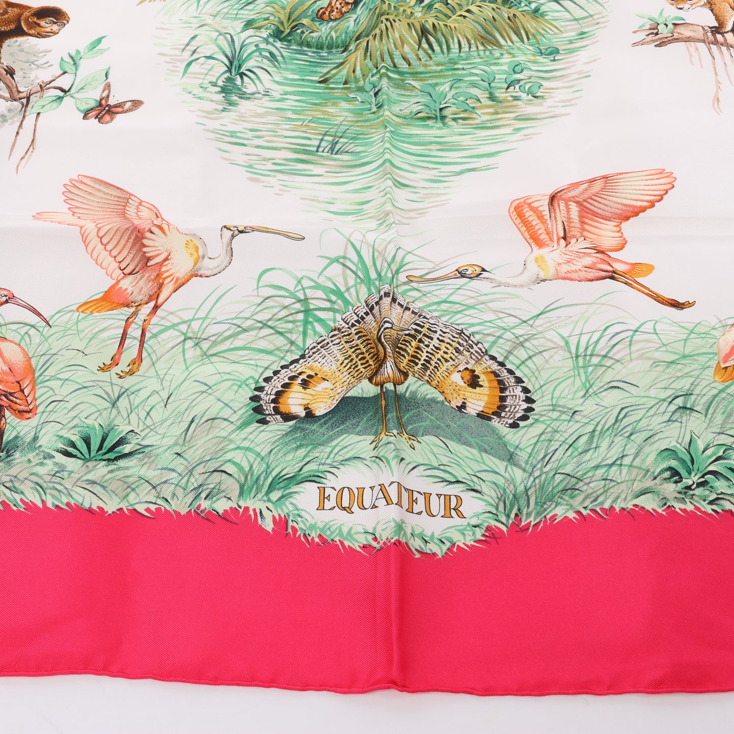 Hermès Carré 90 "EQUATEUR" 100% Silk Scarf in Pink