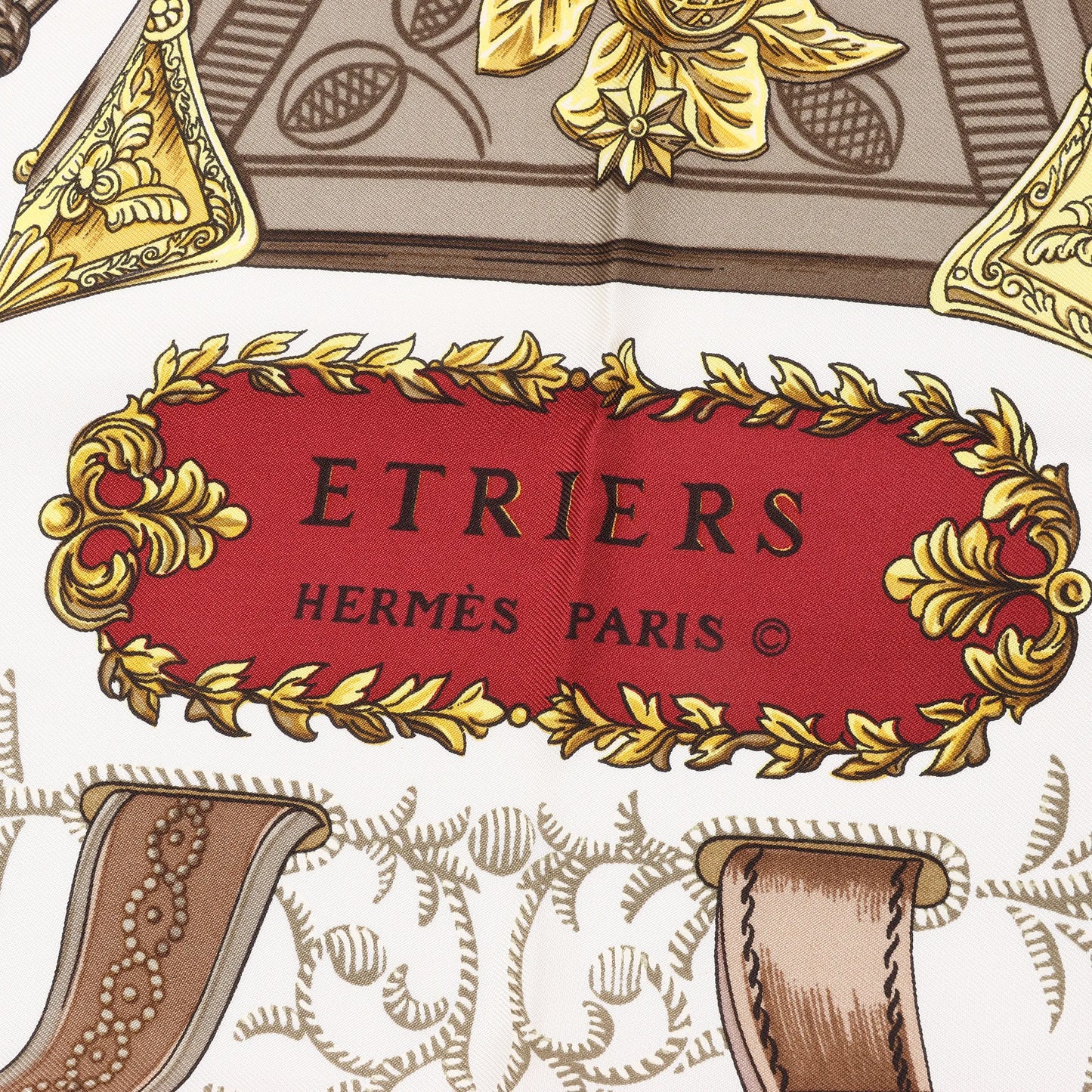 Hermès Carré 90 „ETRIERS“ Seidentaschentuch in Rot