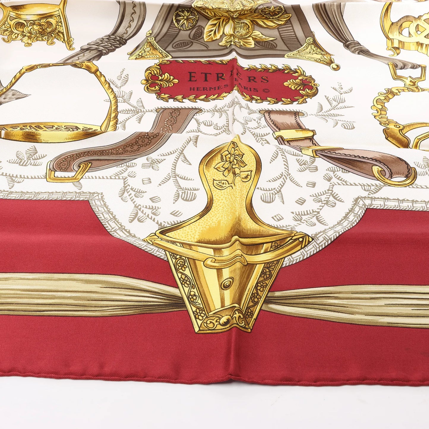 Hermès Carré 90 „ETRIERS“ Seidentaschentuch in Rot