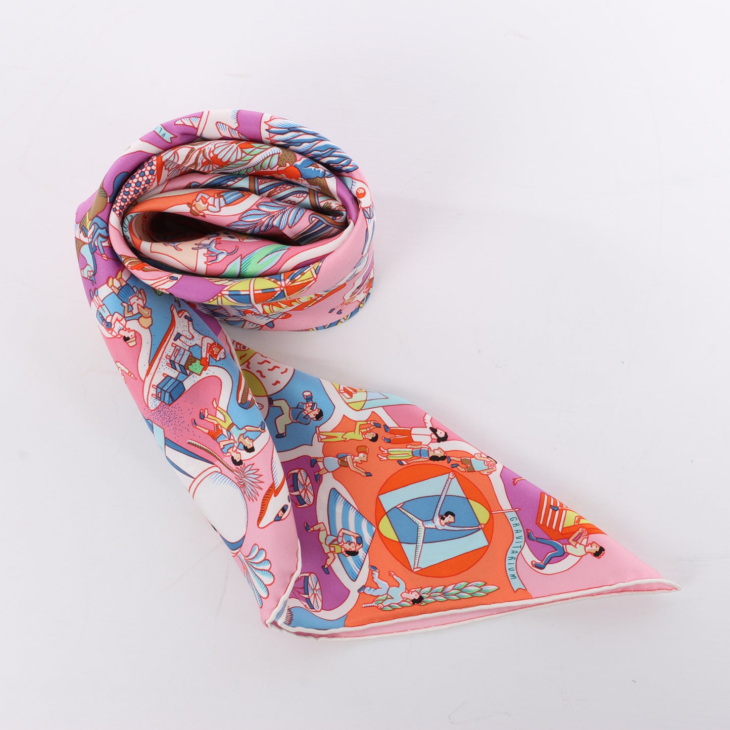 Hermès Carré 90 "Exposition Universelle" 100% Silk Scarf in Pink