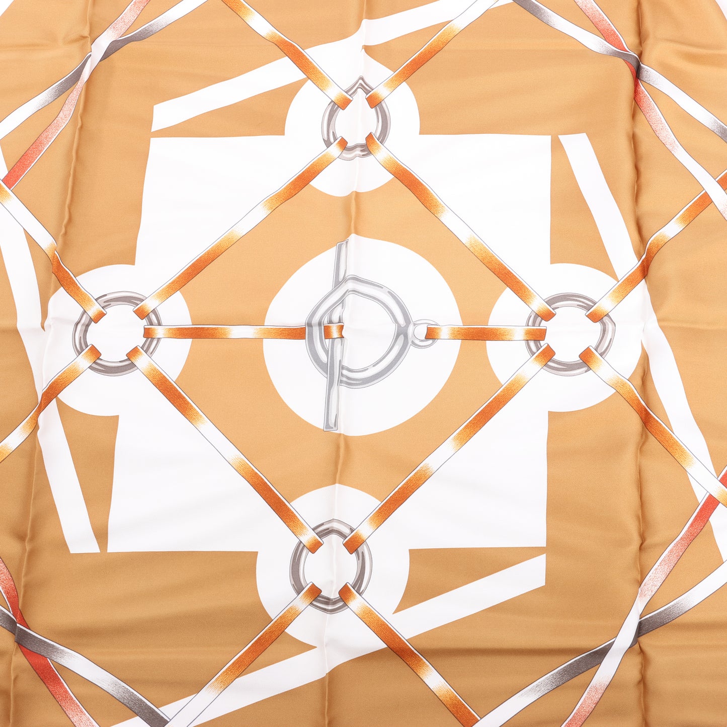 Hermès Carré 90 „FIGURE ARTISTIQUE“ Schal aus 100 % Seide in Orange