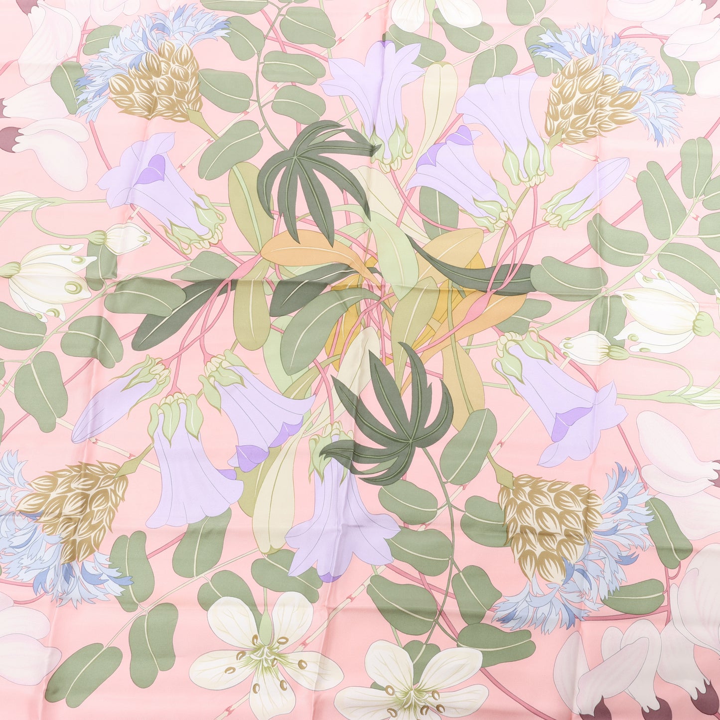 Hermès Carré 90 " Flora Graeca" 100% Silk Scarf in Pink