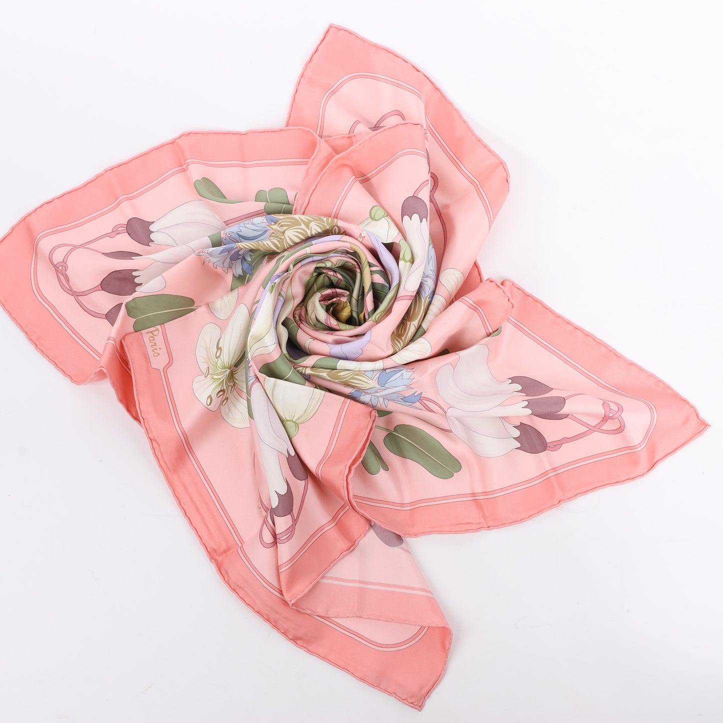 Hermès Carré 90 " Flora Graeca" 100% Silk Scarf in Pink