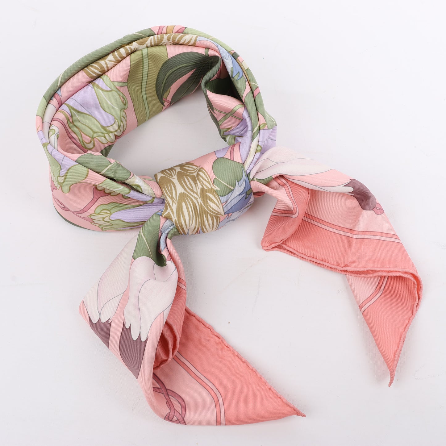 Hermès Carré 90 " Flora Graeca" 100% Silk Scarf in Pink