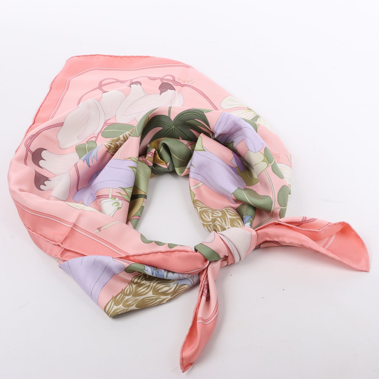 Hermès Carré 90 " Flora Graeca" 100% Silk Scarf in Pink