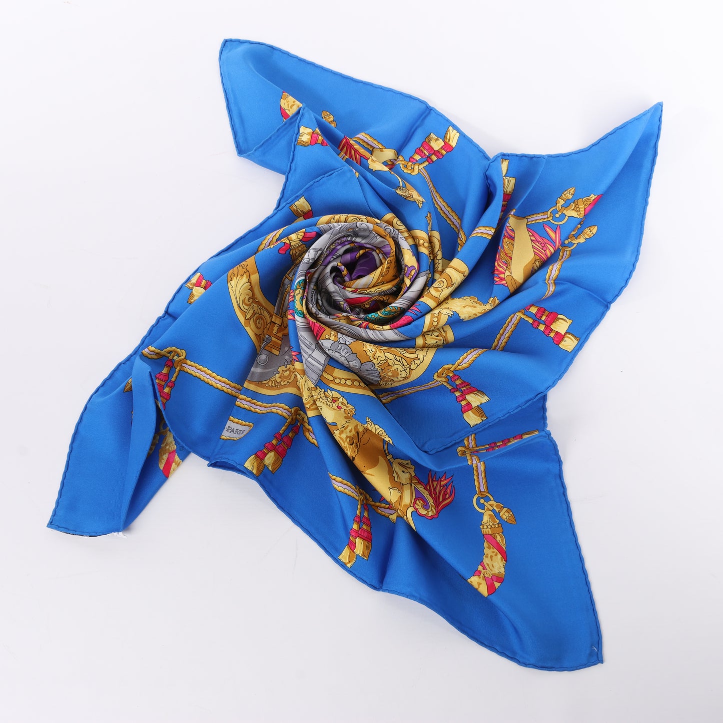 Hermès Carré 90 "HOMMAGE A CHARLES GARNIER" 100% Silk Scarf in Blue