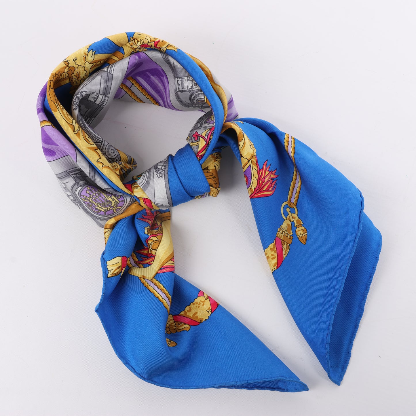 Hermès Carré 90 "HOMMAGE A CHARLES GARNIER" 100% Silk Scarf in Blue