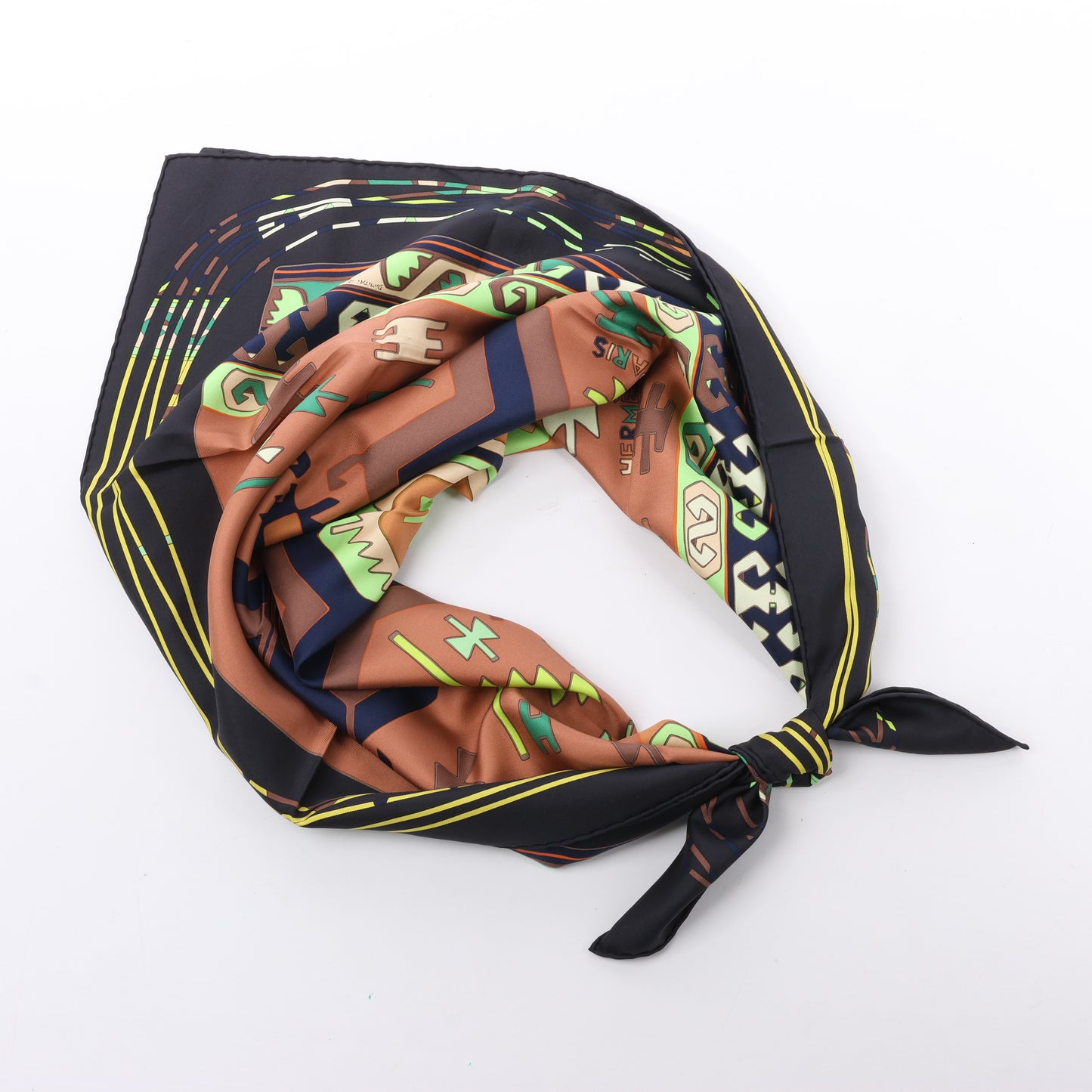 Hermès Carré 90 "KILIM" 100% Seidenschal in Braun