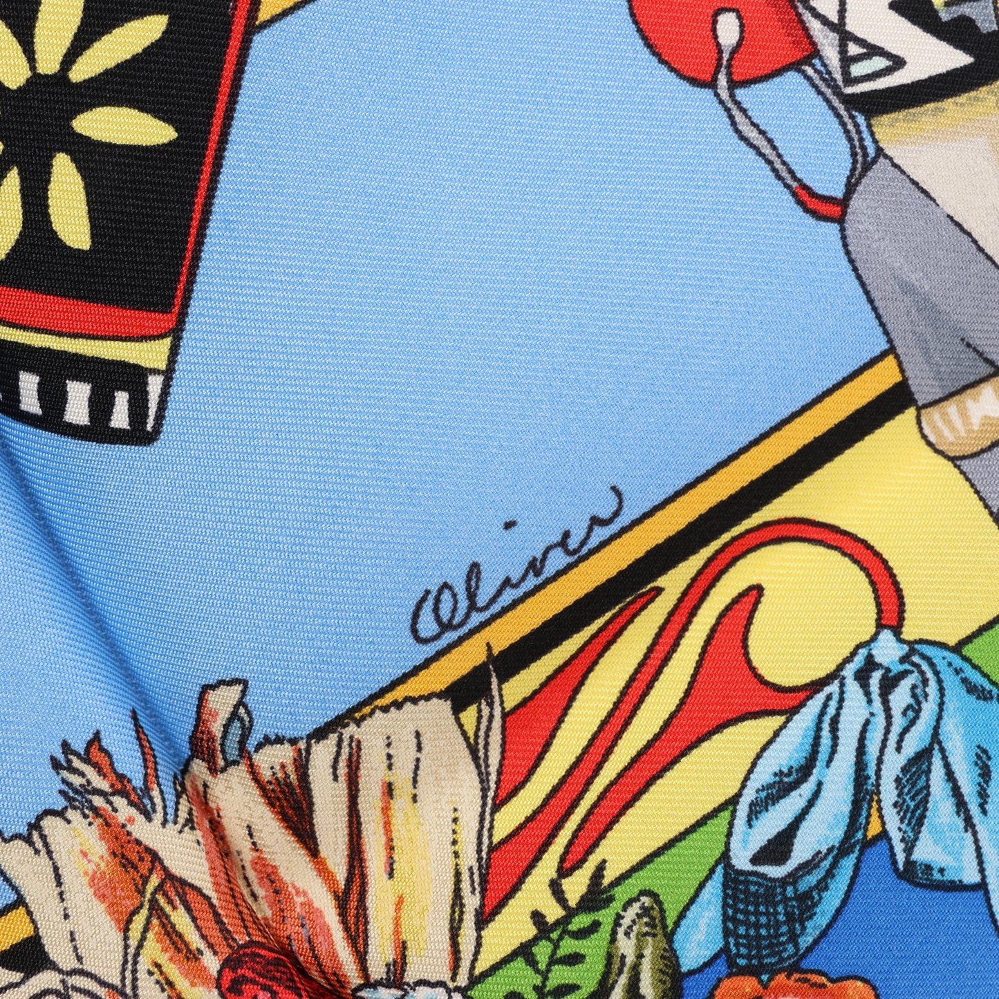 Hermès Carré 90 "Kachinas" 100% Silk Scarf in Blue