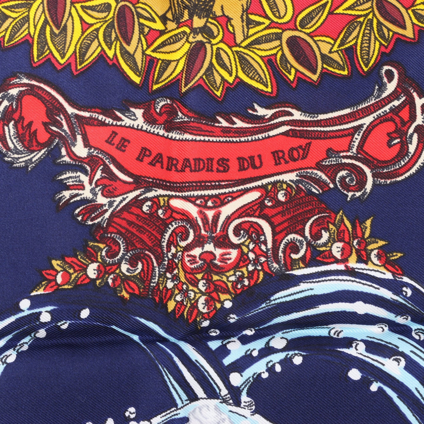 Hermès Carré 90 "LE PARADIS DU ROY" 100% Soie Foulard en Rouge