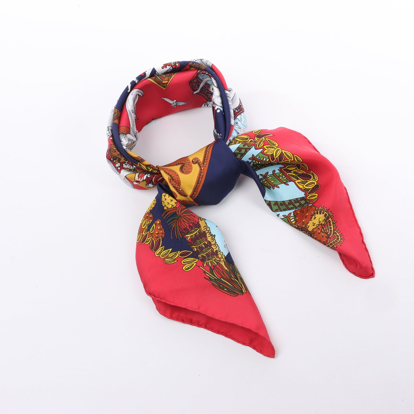 Hermès Carré 90 "LE PARADIS DU ROY" 100% Soie Foulard en Rouge
