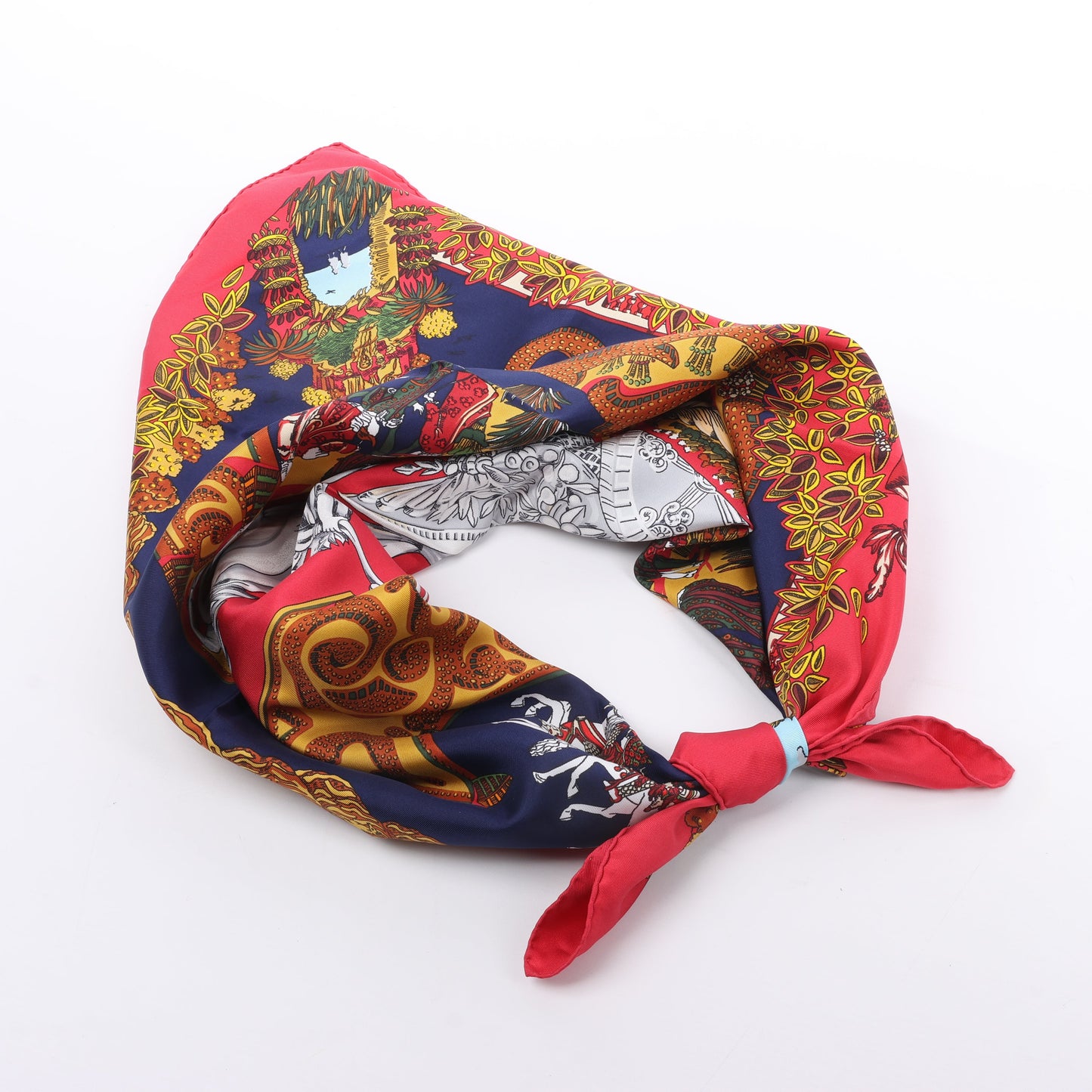Hermès Carré 90 "LE PARADIS DU ROY" 100% Soie Foulard en Rouge