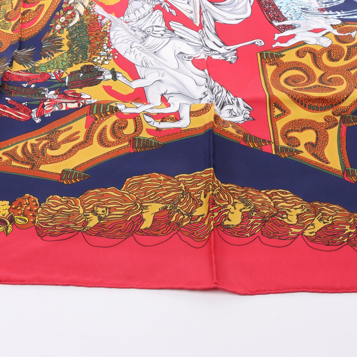 Hermès Carré 90 "LE PARADIS DU ROY" 100% Soie Foulard en Rouge