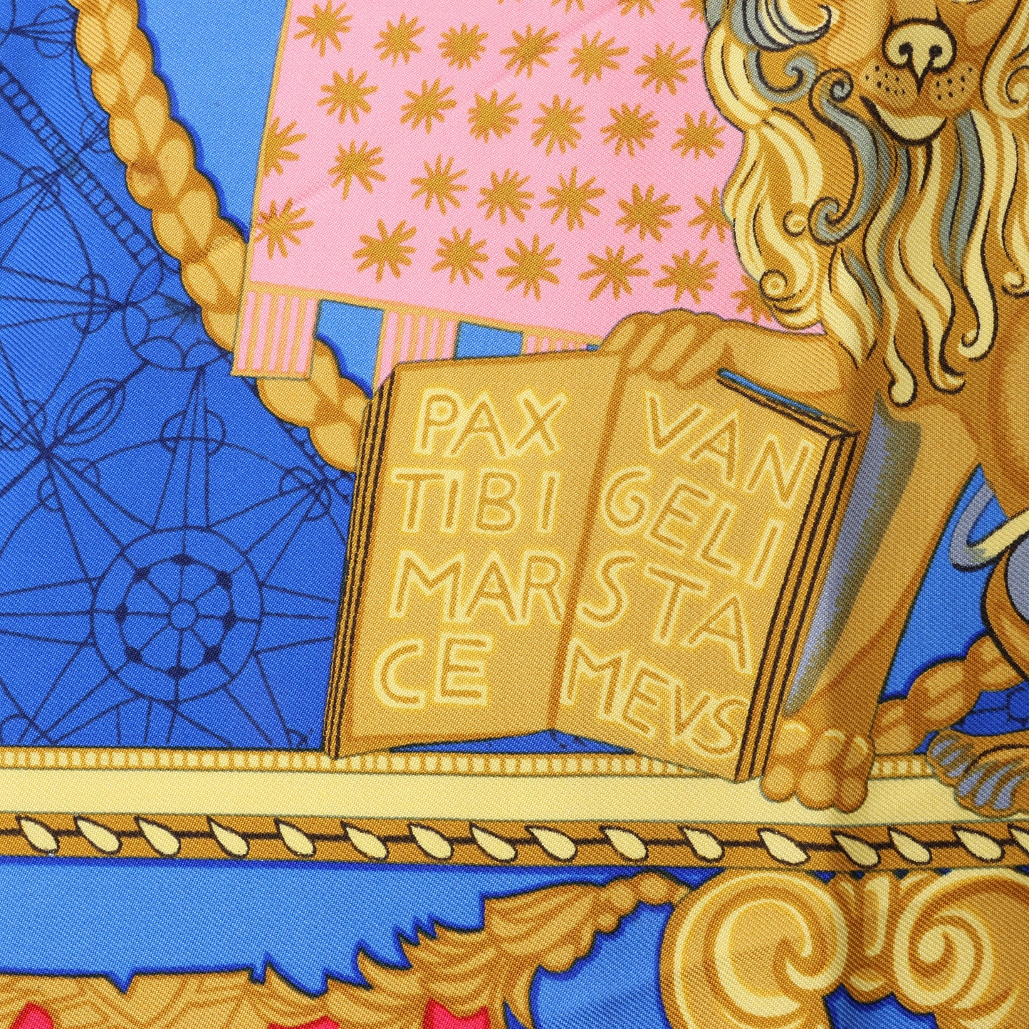 Hermès Carré 90 „LES BISSONE DE VENISE“ Schal aus 100 % Seide in Blau