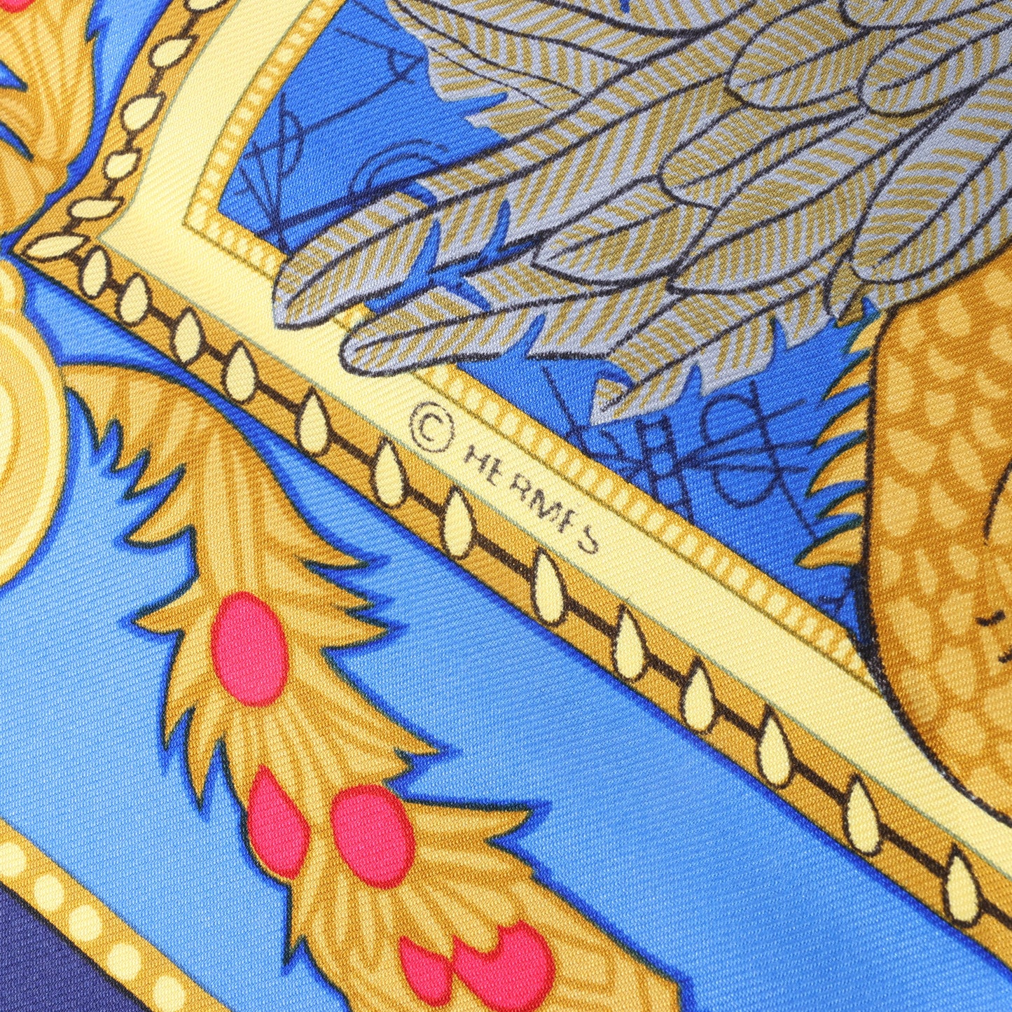 Hermès Carré 90 „LES BISSONE DE VENISE“ Schal aus 100 % Seide in Blau