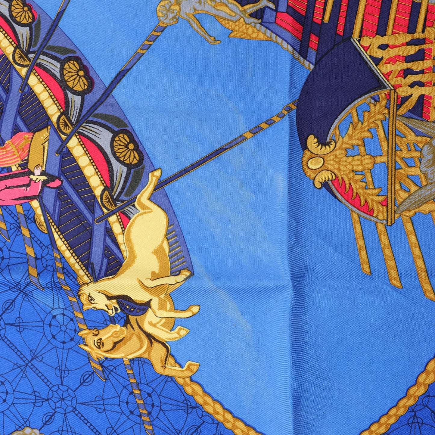 Hermès Carré 90 „LES BISSONE DE VENISE“ Schal aus 100 % Seide in Blau