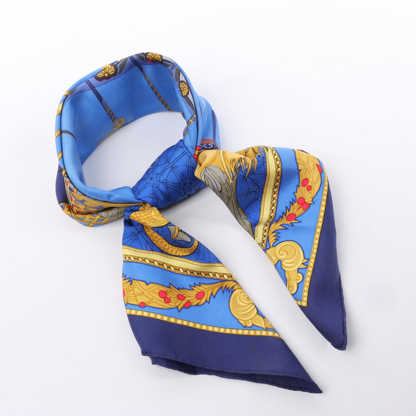 Hermès Carré 90 „LES BISSONE DE VENISE“ Schal aus 100 % Seide in Blau