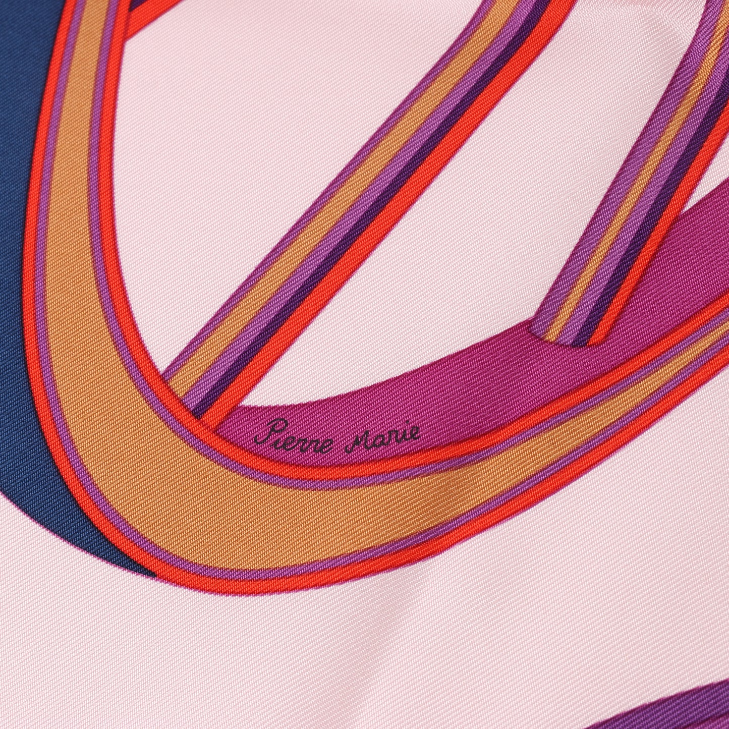 Hermès Carré 90 "LES ROUES DE PHAETON" 100% Silk Scarf in Orange x Pink