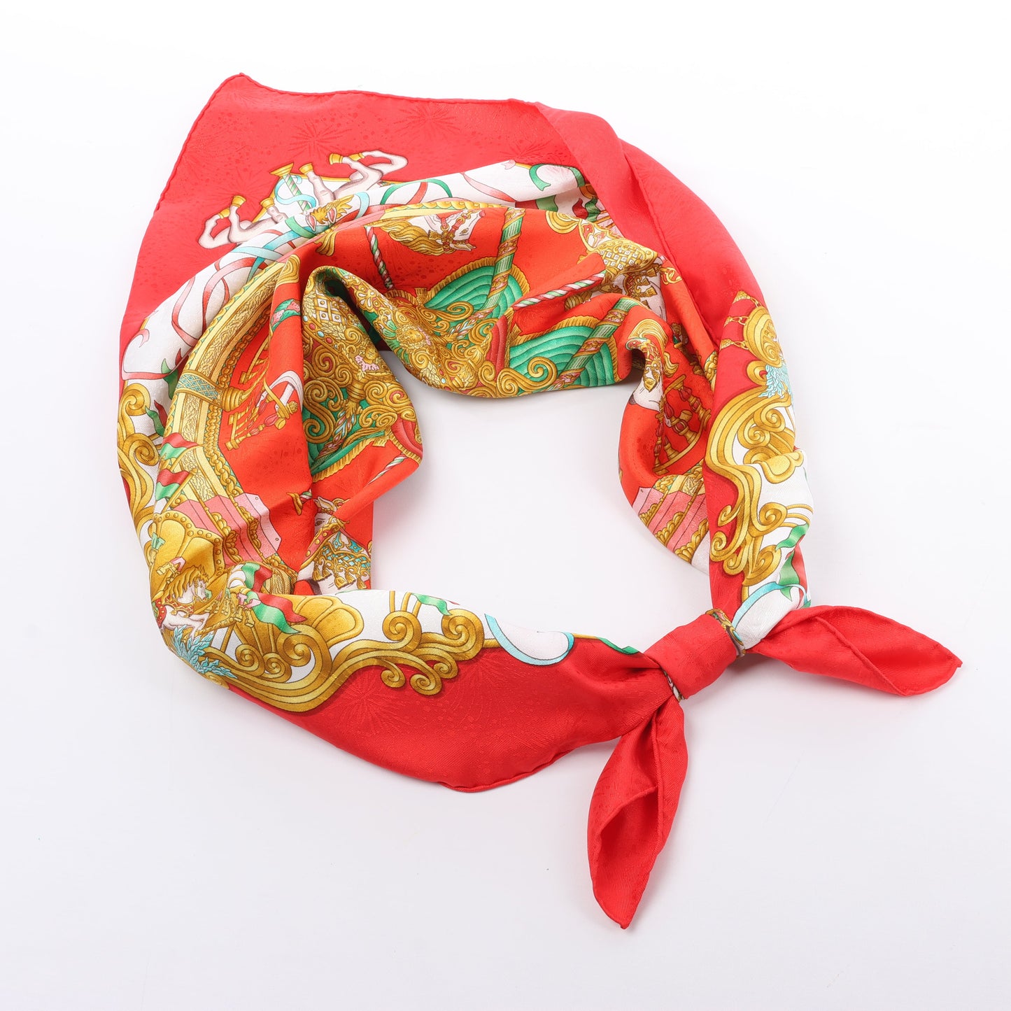 Hermès Carré 90 „LUNAPARK“ 100% Seidenschal in Rot