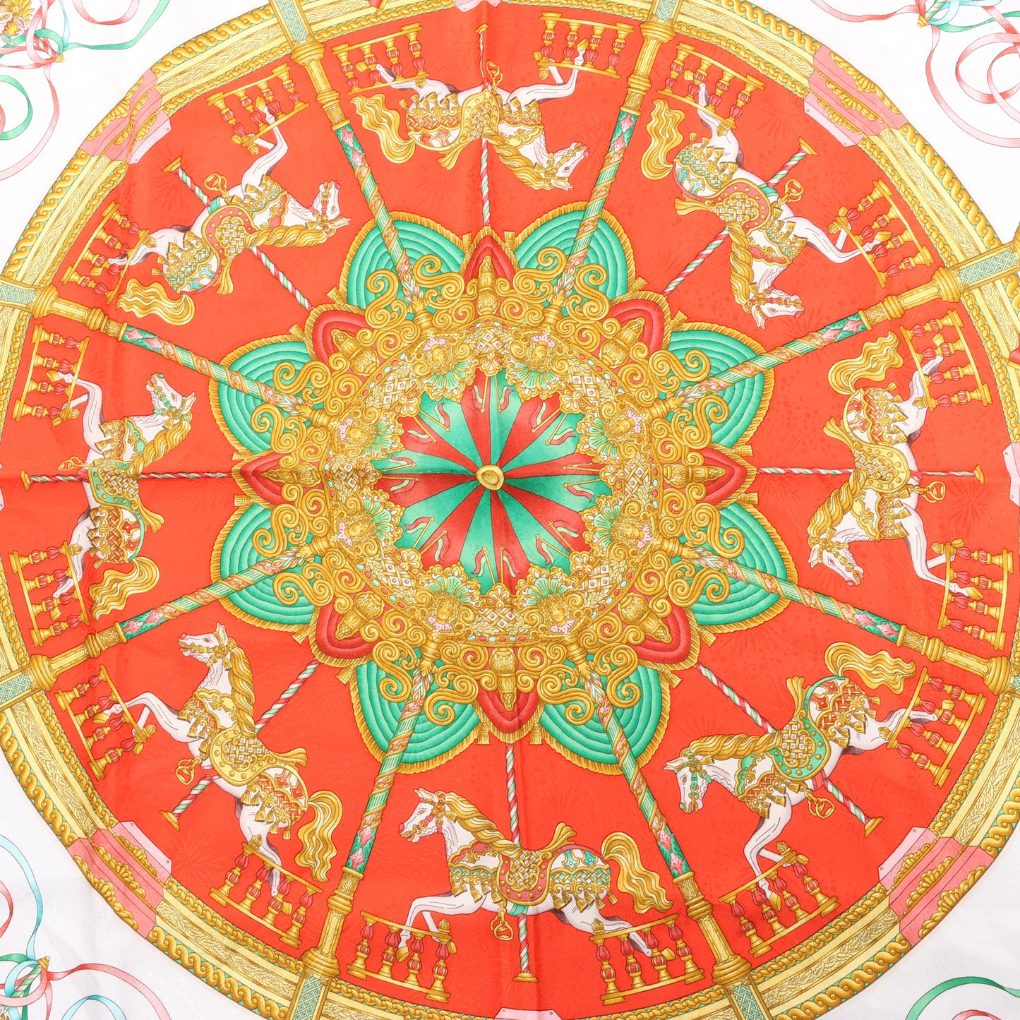 Hermès Carré 90 „LUNAPARK“ 100% Seidenschal in Rot