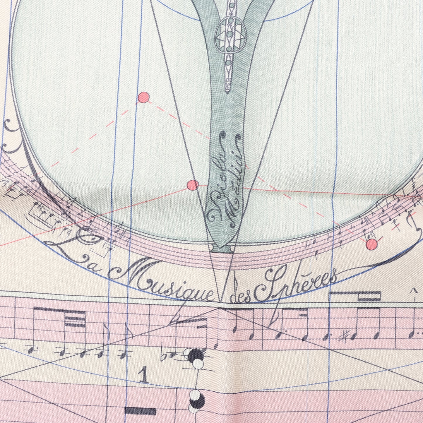 Hermès Carré 90 „La Musique Des Spheres“ Schal aus 100 % Seide in Rosa