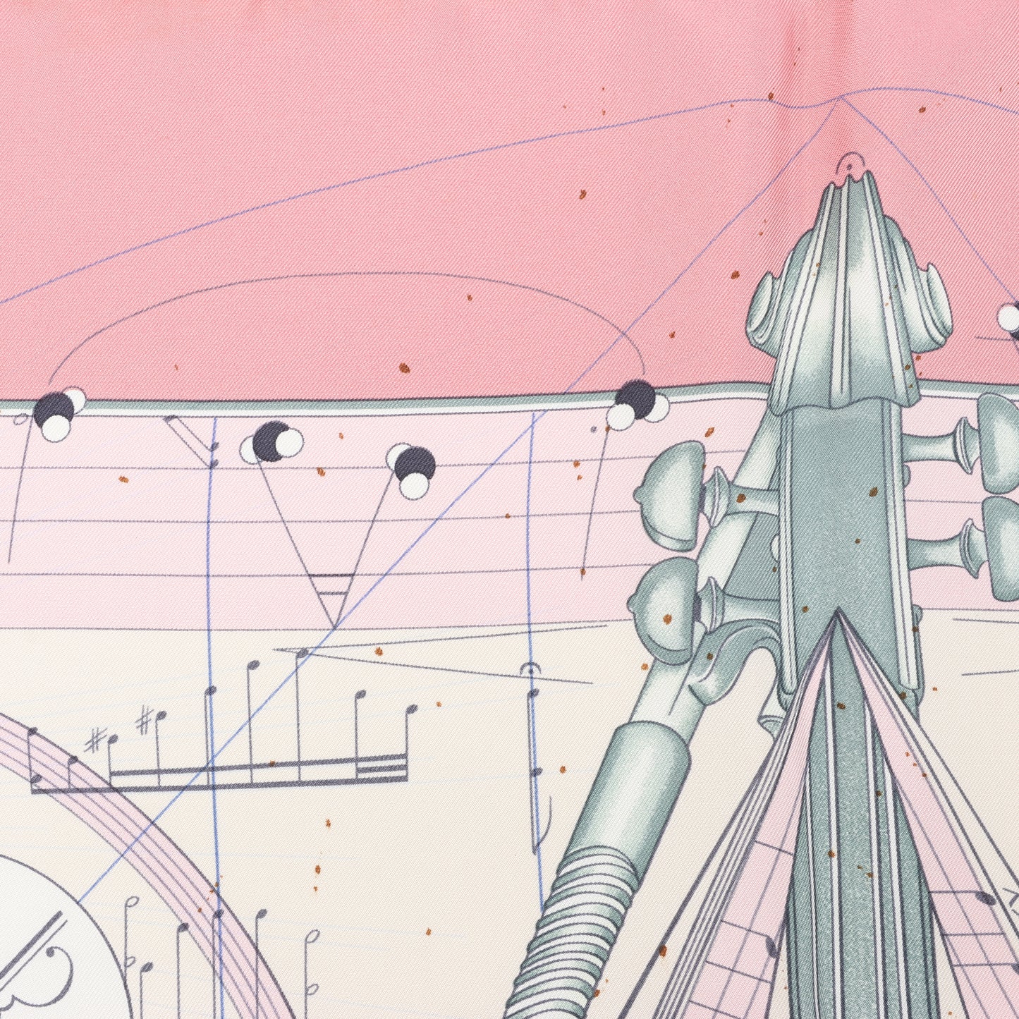 Hermès Carré 90 „La Musique Des Spheres“ Schal aus 100 % Seide in Rosa