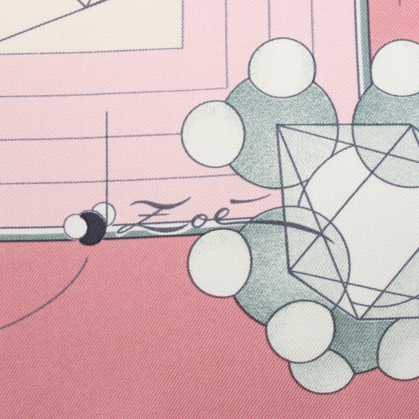 Hermès Carré 90 „La Musique Des Spheres“ Schal aus 100 % Seide in Rosa