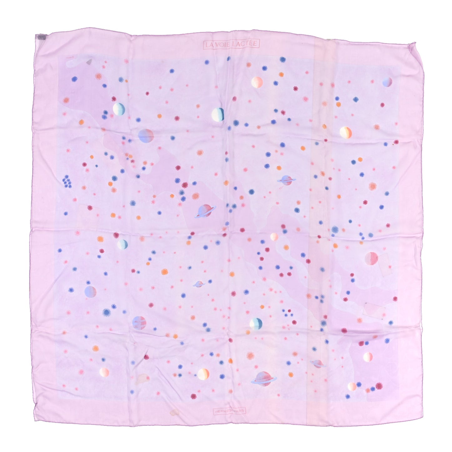 Hermès Carré 90 "La Voie Lactee" 100% Silk Scarf in Purple
