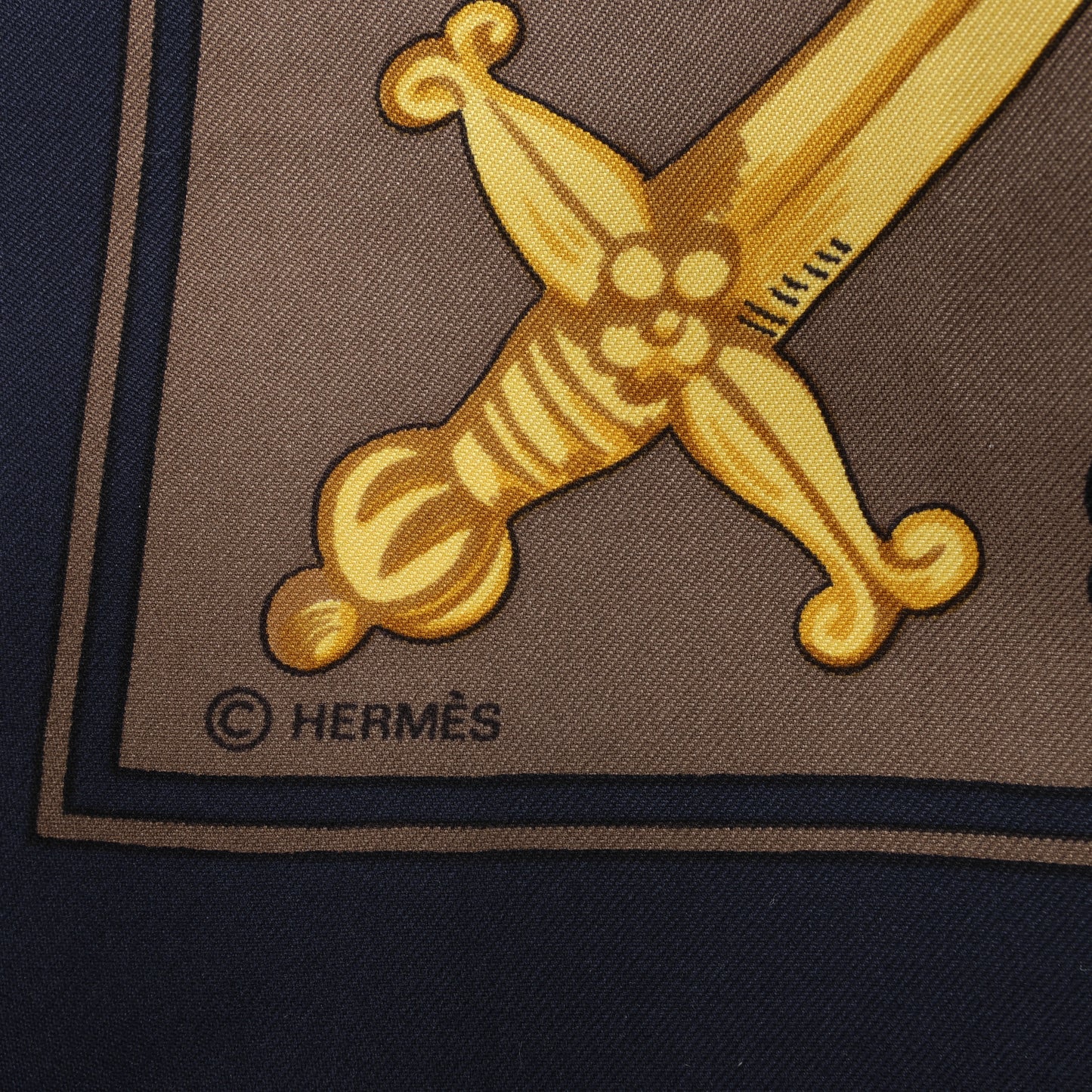 Hermès Carré 90 "Le Tarot" 100% Silk Scarf in Black x Gold