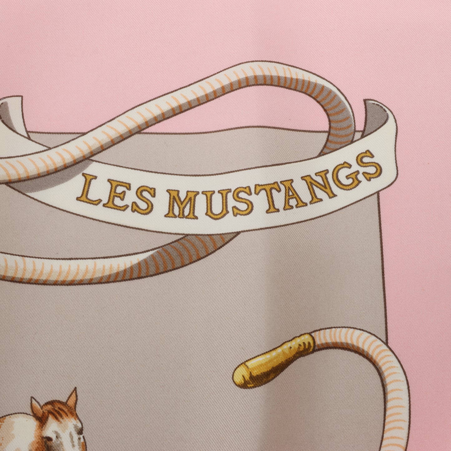 Hermès Carré 90 "Les Mustangs" 100% Silk Scarf in Pink