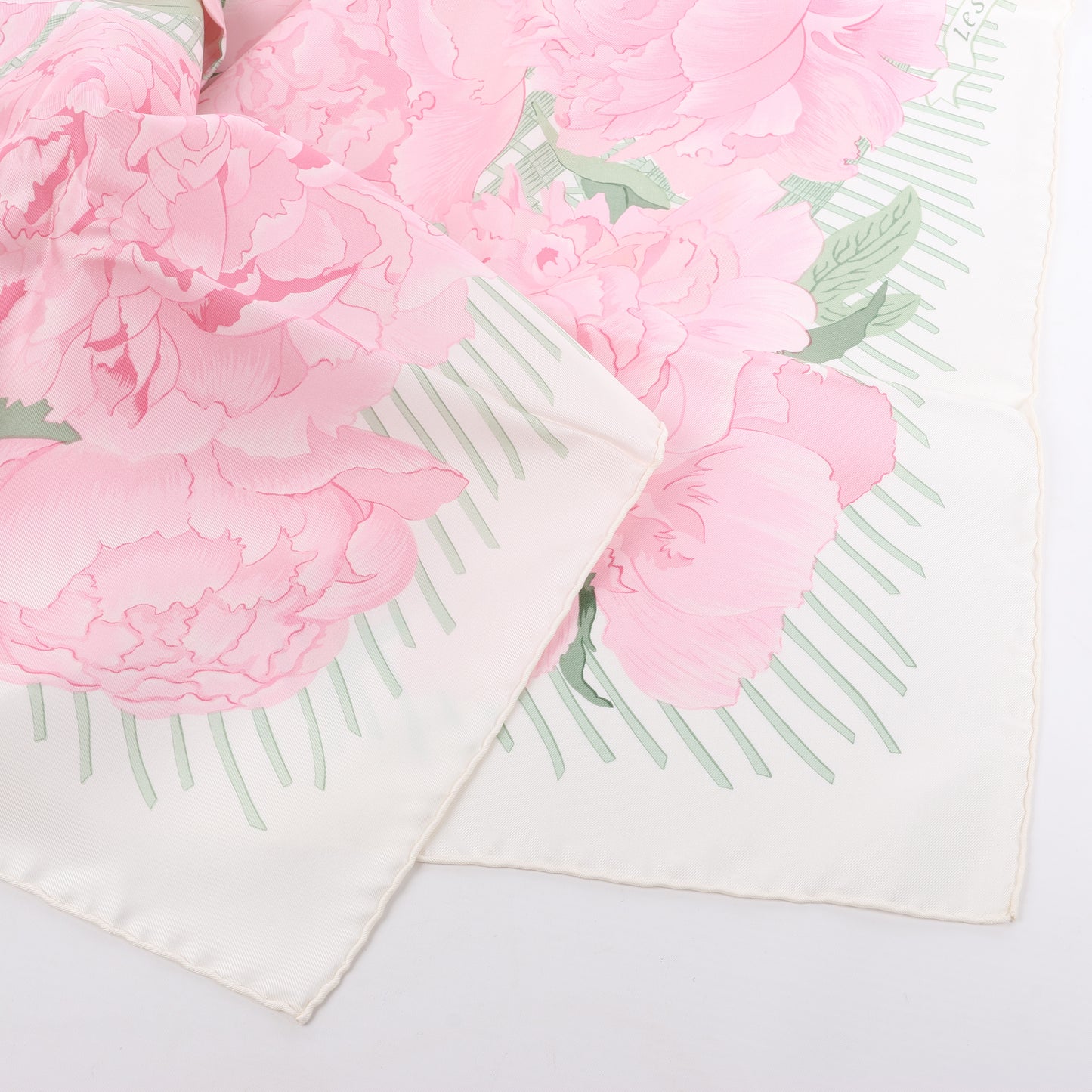 Hermès Carré 90 "Les Pivoines" 100% Silk Scarf in Pink