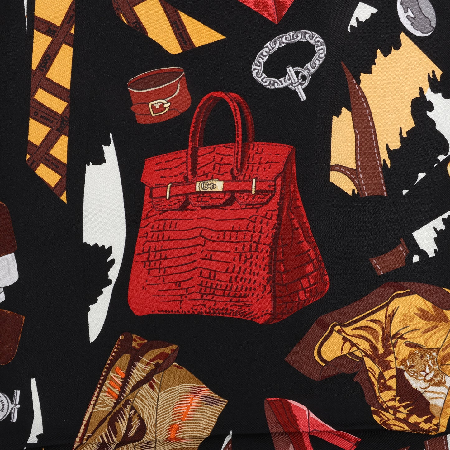 Hermès Carré 90 "Monsieur et Madame" 100% Silk Scarf in Brown