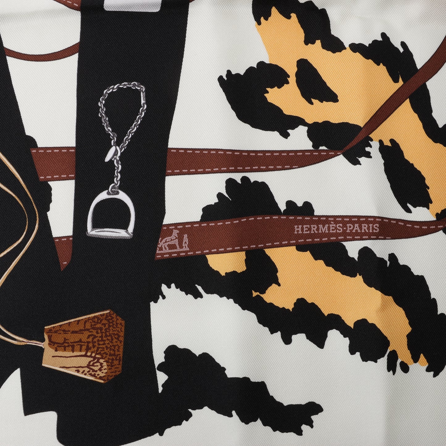 Hermès Carré 90 "Monsieur et Madame" 100% Silk Scarf in Brown