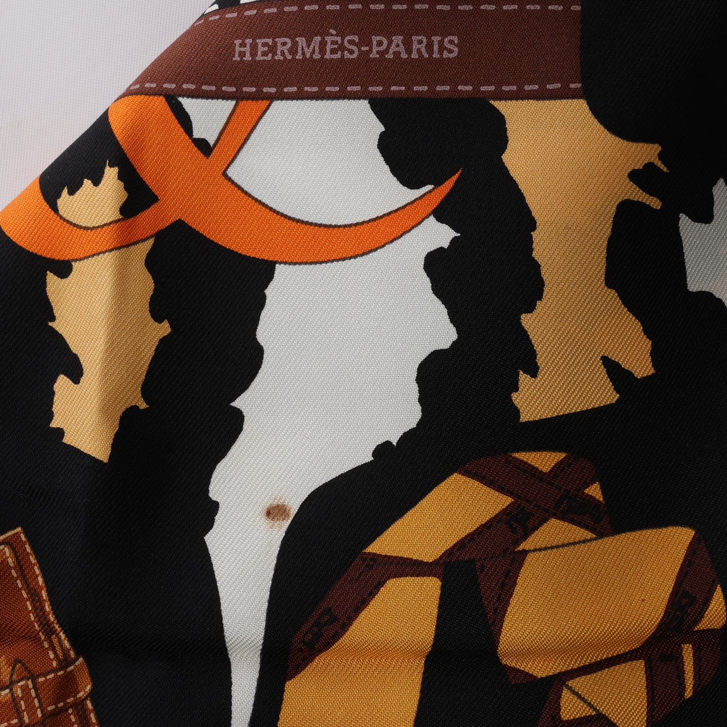 Hermès Carré 90 "Monsieur et Madame" 100% Silk Scarf in Brown