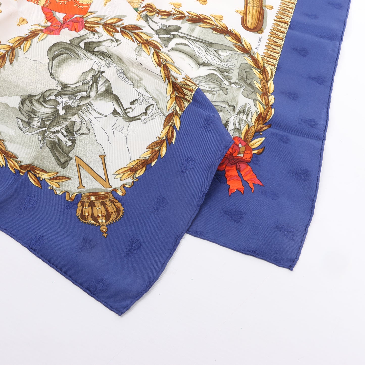 Hermès Carré 90 "NAPOLEON" 100% Seidenschal in Blau