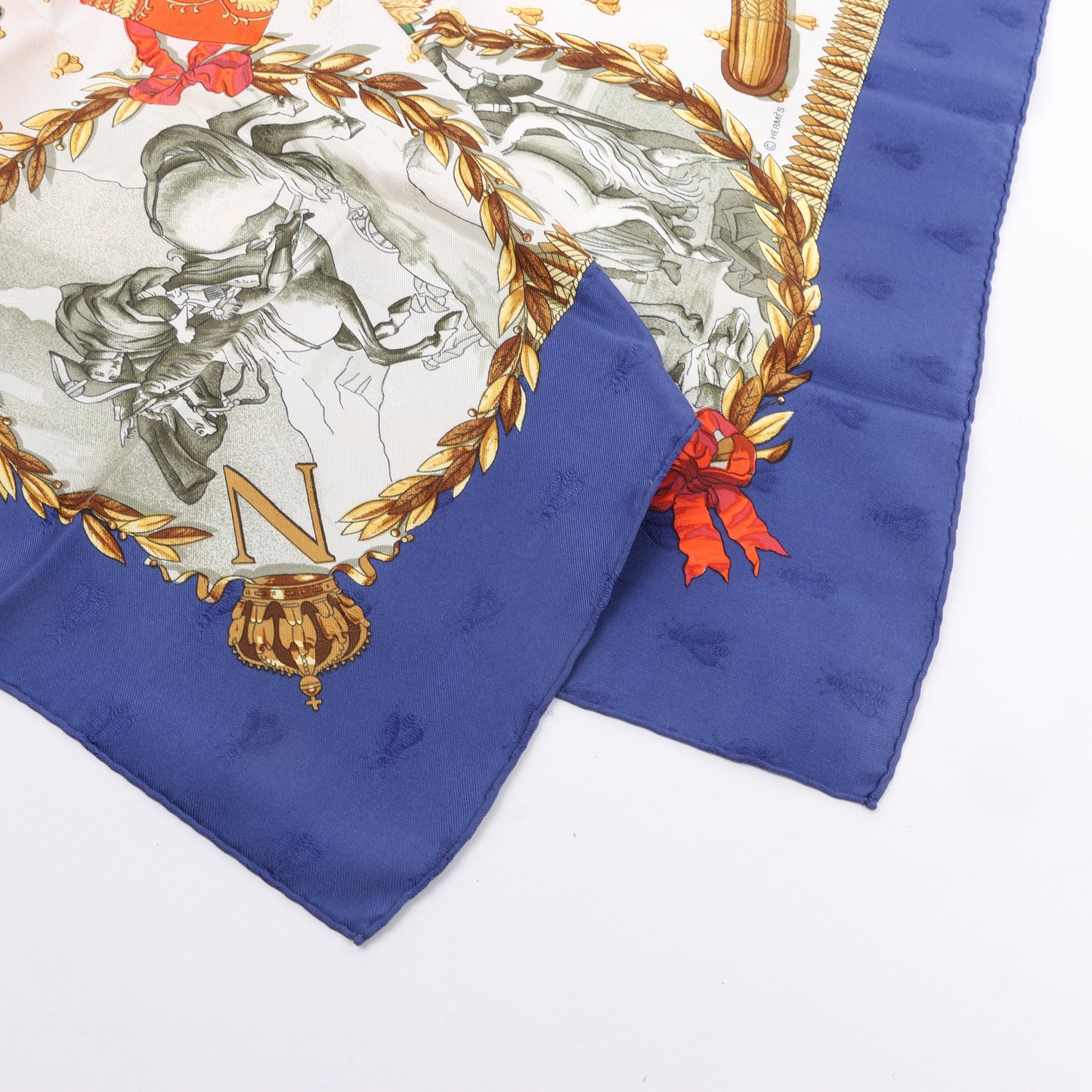 Hermès Carré 90 "NAPOLEON" 100% Seidenschal in Blau