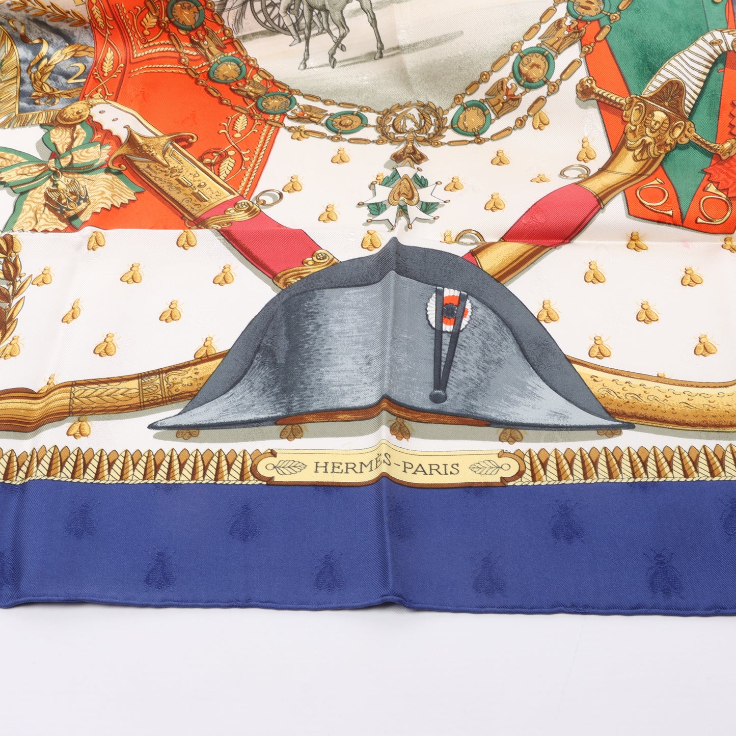 Hermès Carré 90 "NAPOLEON" 100% Seidenschal in Blau