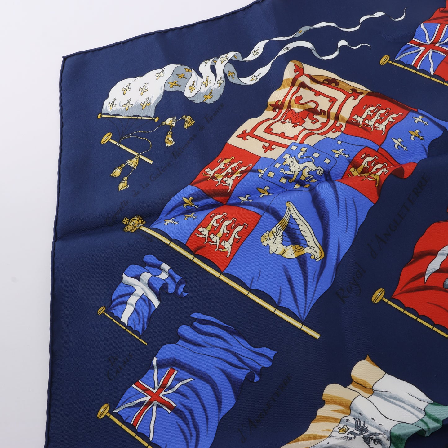 Hermès Carré 90 "PAVOIS" 100% Silk Scarf in Navy Blue