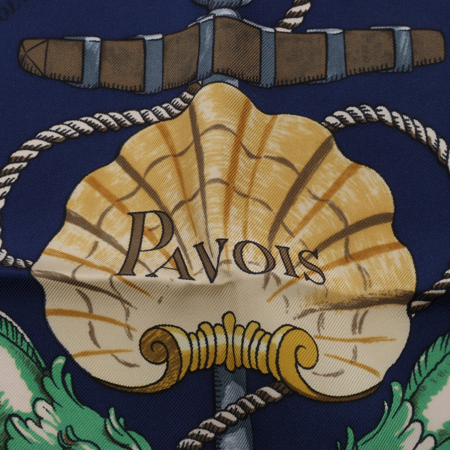 Hermès Carré 90 "PAVOIS" 100% Silk Scarf in Navy Blue