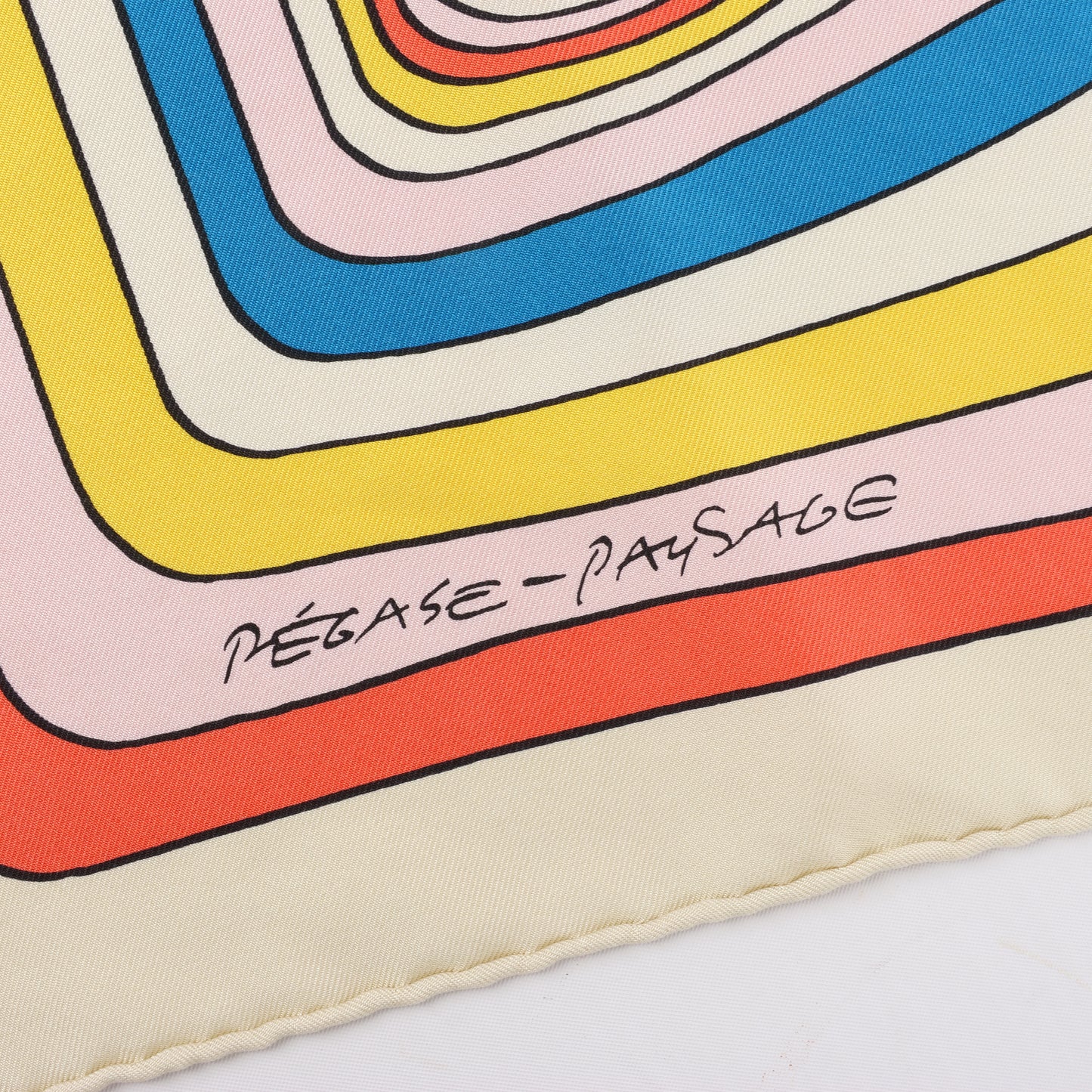 Hermès Carré 90 "PEGASE" 100% Silk Scarf in Beige and Multicolor