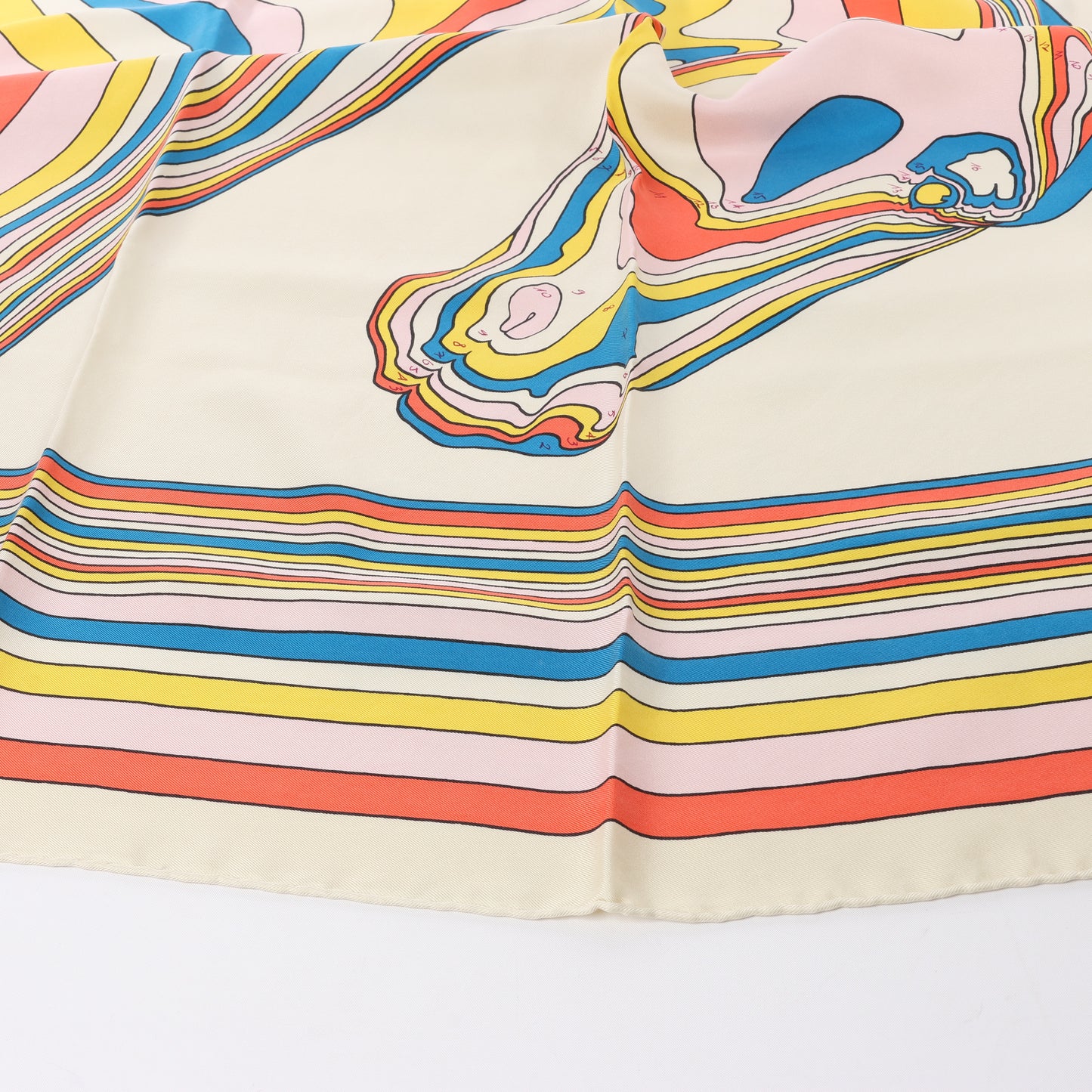 Hermès Carré 90 "PEGASE" 100% Silk Scarf in Beige and Multicolor